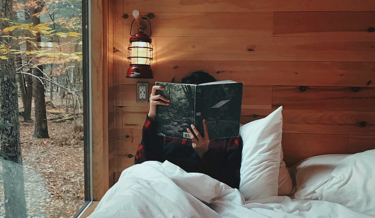 cozy reading in bed
