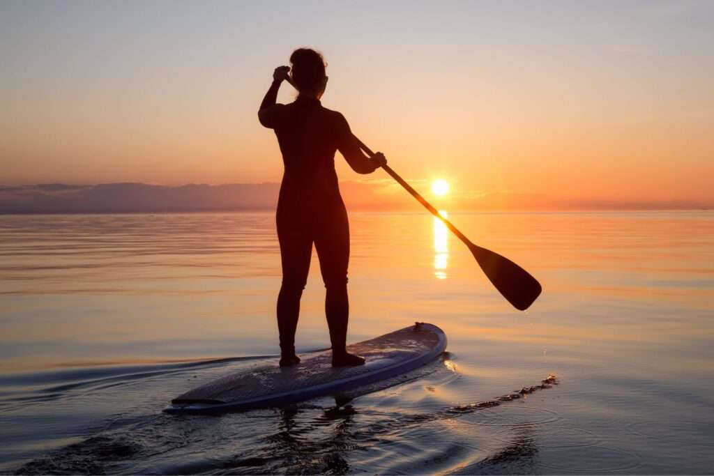 sunset paddleboard