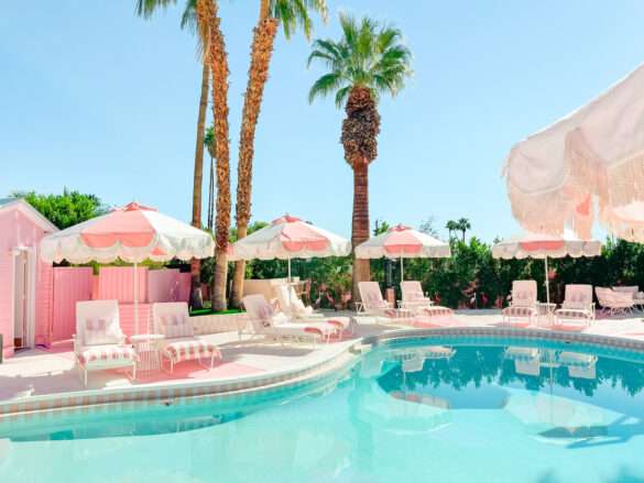 Barbiecore pool at the Trixie Motel