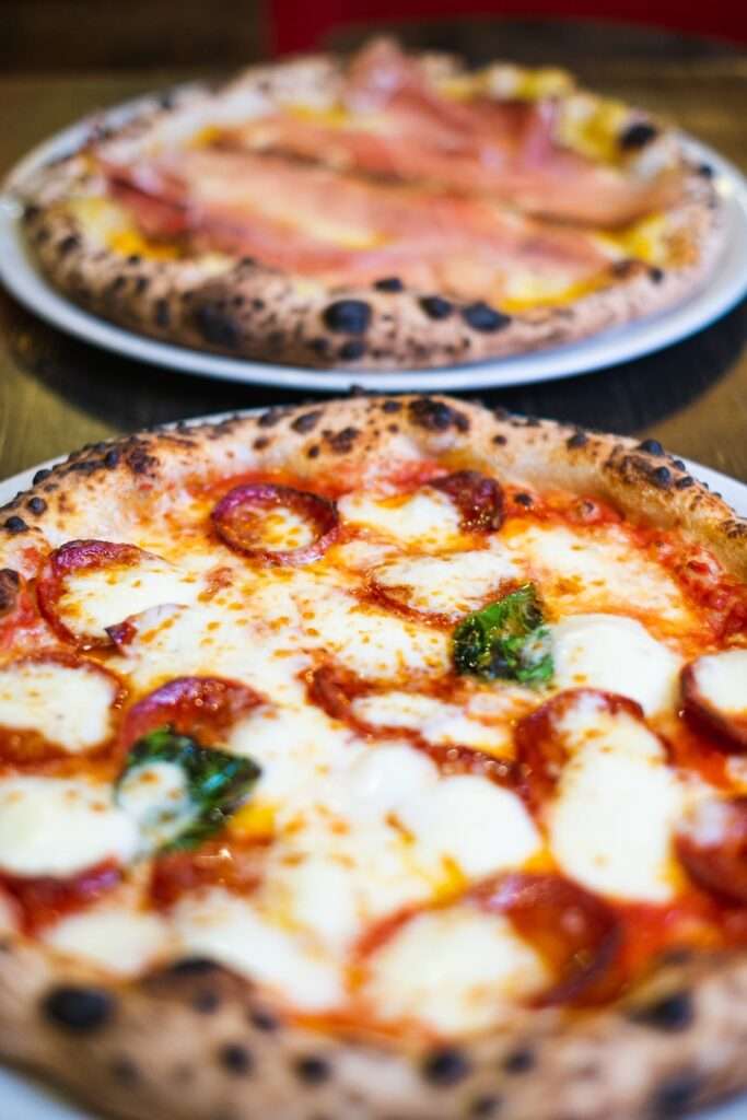 Neapolitan pizza close-ups. True Italian Traditional Pizza