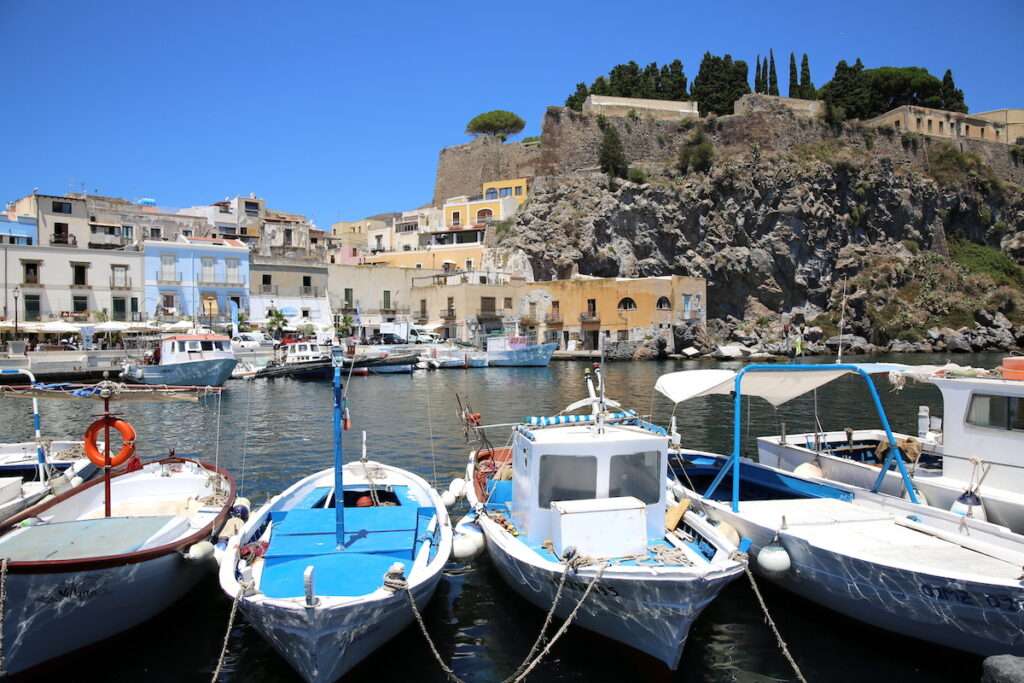 mindful travel on the Aeolian islands - boats in harbour